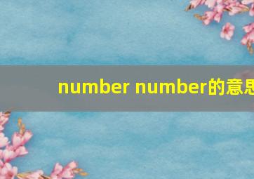 number number的意思